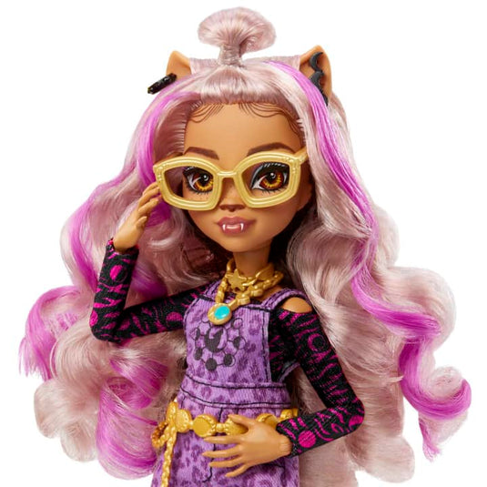 Monster High Doll, Clawdeen Wolf With Pet Dog, Purple Streaked Hair