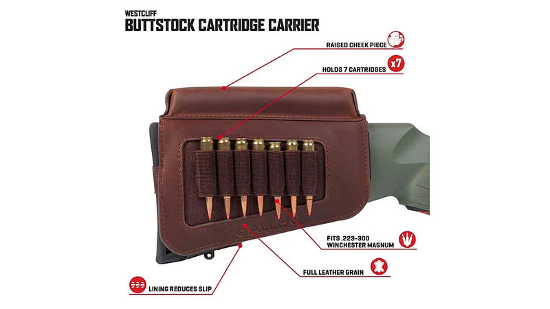 Load image into Gallery viewer, Allen Westcliff Leather Buttstock Rifle Cartridge Carrier - Brown
