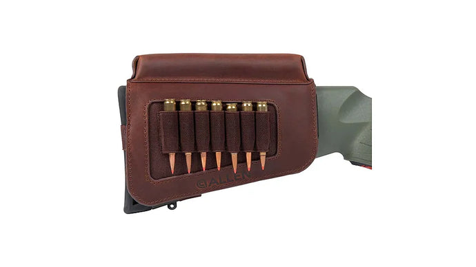 Allen Westcliff Leather Buttstock Rifle Cartridge Carrier - Brown