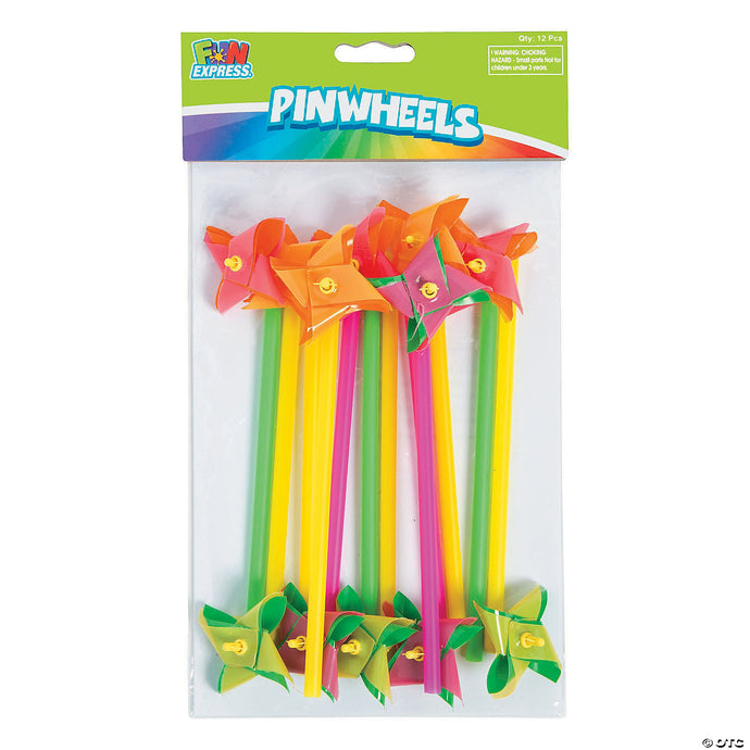 Plastic Mini Neon Two-Tone Pinwheels