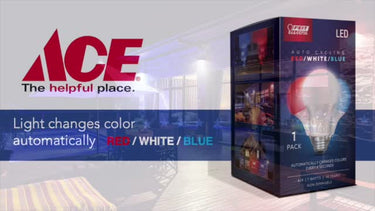 Feit A19 E26 (Medium) Auto Cycling LED Bulb Blue/Red/White 2 Watt Equivalence 1 pk