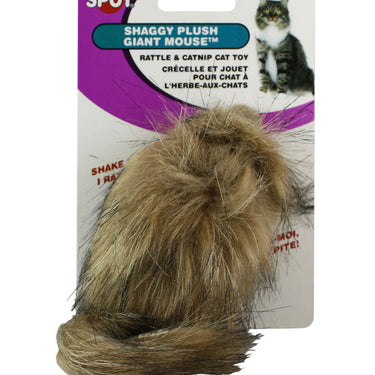 Spot Shaggy Plush Giant Mouse Rattle & Catnip Cat Toy