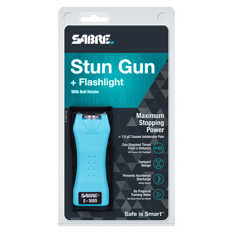 Load image into Gallery viewer, SABRE 2 In 1 Gun &amp; Flashlight w/ Belt Holster - Turquoise
