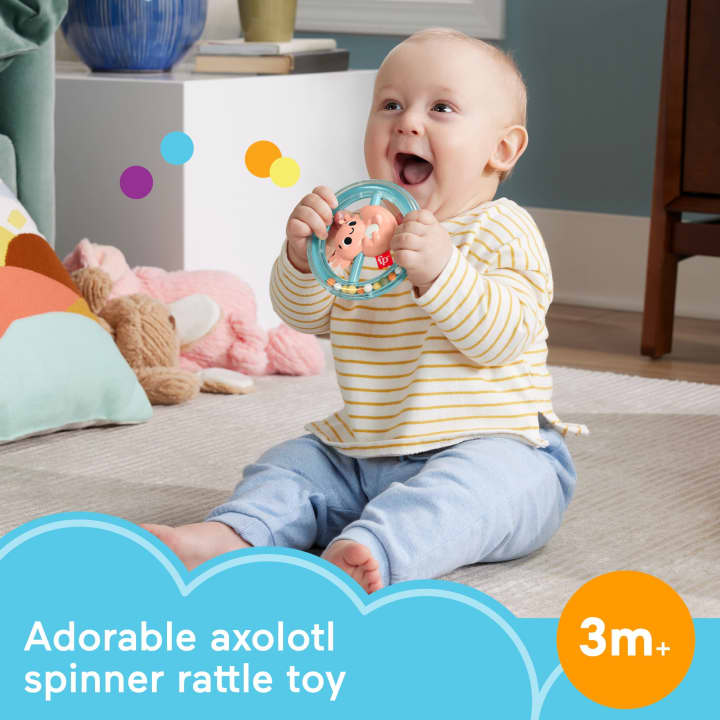 Load image into Gallery viewer, Fisher Price Shake &amp; Spin Axolotl Rattle Baby Toy
