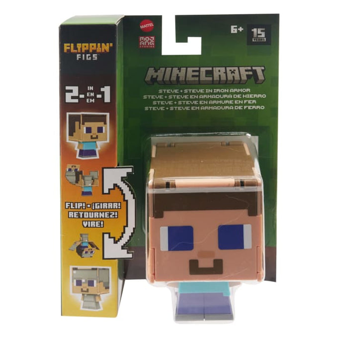 Minecraft Flippin’ Figs Figures Collection, 2-In-1 Fidget Toy Assorted