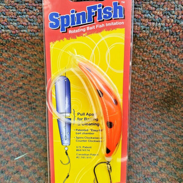 Yakima SpinFish 3.0 Rotten Orange, Riggged Salmon Fishing Lure