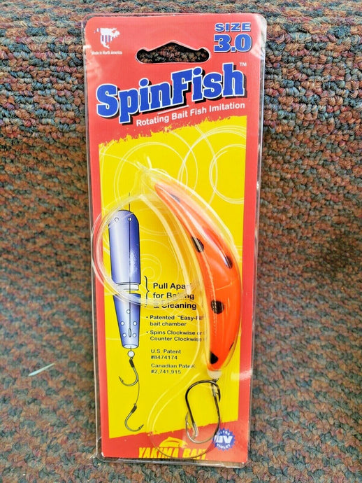 Yakima SpinFish 3.0 Rotten Orange, Riggged Salmon Fishing Lure