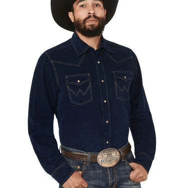 Wrangler Men's Retro® Premium Western Snap Solid Shirt (Navy) Size L