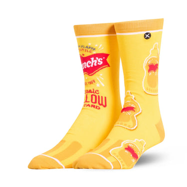 Odd Sox French's Mustard Split Men's Crew Socks Size L