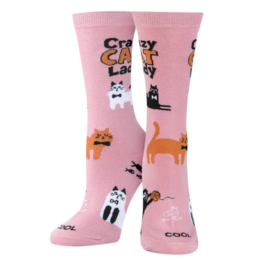 Odd Sox Crazy Cat Lady Women's Crew Socks Size M
