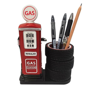 Gas Pump with Tire Stack Pen Holders