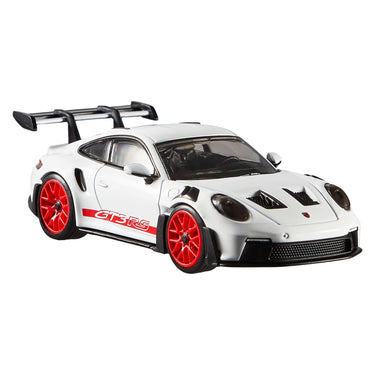 White race car with red wheels and rear wing, one example from the Premium 1:43 assortment
