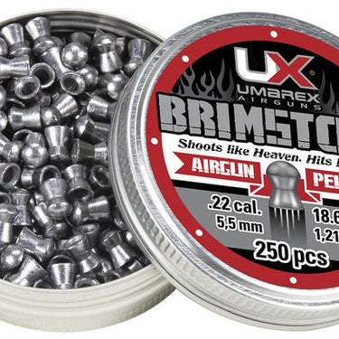 Umarex .22 Cal 18.67 Grains Domed Brimstone Pellets, 250ct (Silver)