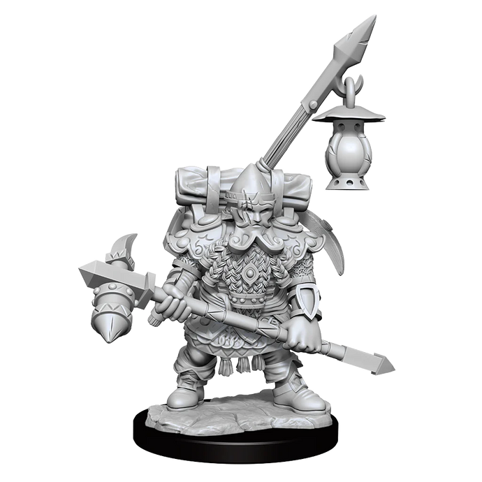 D&D FRAMEWORKS: DWARF FIGHTER MALE - UNPAINTED AND UNASSEMBLED