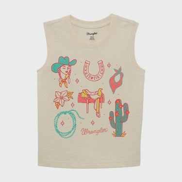 Wrangler Girl's Western Graphic Tank (Cream) Size XL