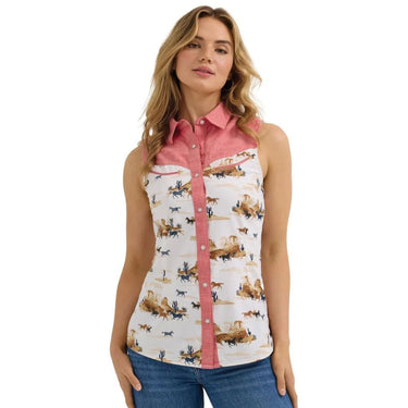 Wrangler Retro Women's Americana Sleeveless Shirt (White/Red) Size M