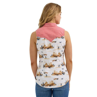 Wrangler Retro Women's Americana Sleeveless Shirt (White/Red) Size M