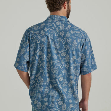 Wrangler Men's Print Coconut Cowboy Shirt (Navy) Size L