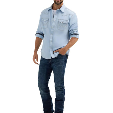 Wrangler Men's Retro Snap Shirt (Ice Blue) Size L