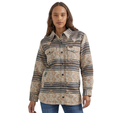 Skip to the beginning of the images gallery Wrangler Women's Retro® Jacquard Shacket (Tan/Blue) Size L