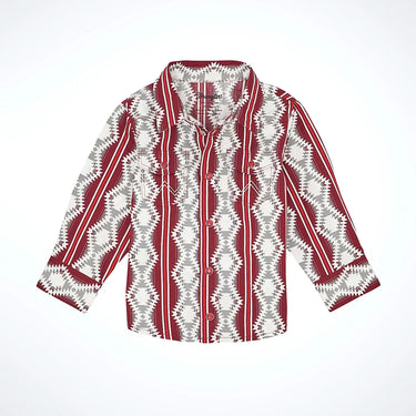Wrangler Toddler Checotah Southwestern Striped Long Sleeve Snap Western Shirt (Red) Size 6-9M