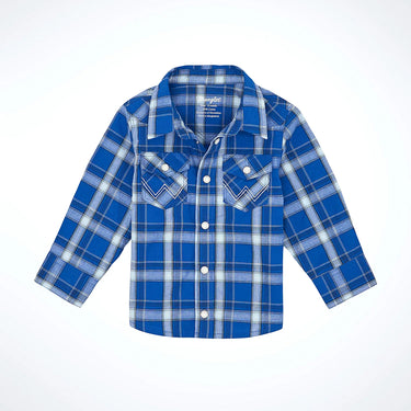 Wrangler Infant's Long Sleeve Western Snap Shirt (True Blue) Size 12M