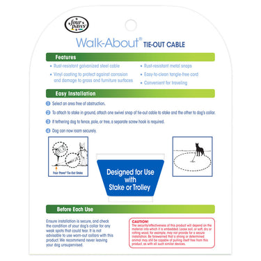 Four Paws Heavy Weight Dog Tie Out Cable 30'