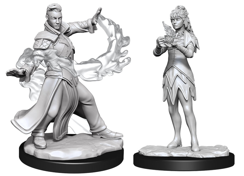Load image into Gallery viewer, Magic the Gathering Unpainted Miniatures: Killian &amp; Dina (Druid, Wizard)
