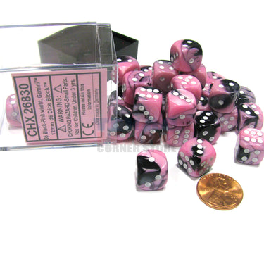Chessex: Gemini Black-Pink/White 12Mm D6 Dice Block