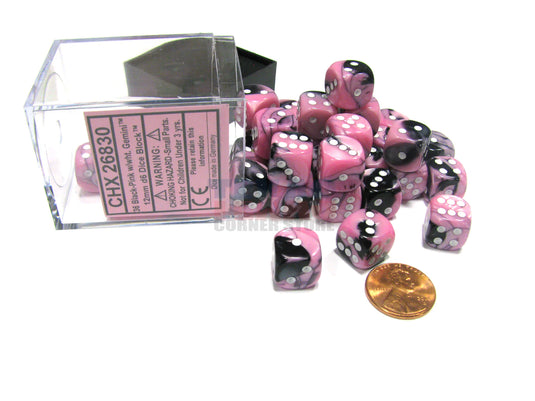 Chessex: Gemini Black-Pink/White 12Mm D6 Dice Block