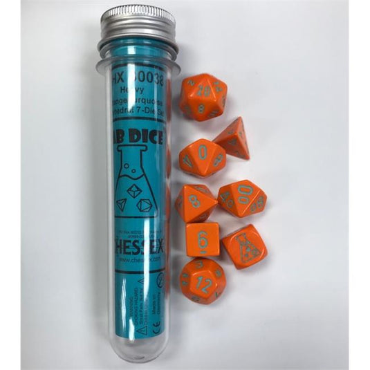 Chessex CHX30038 Cube Lab Heavy Dice - Orange & Turquoise - Set of 7