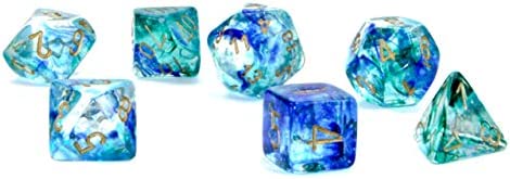 Load image into Gallery viewer, Chessex Nebula Oceanic Gold Luminary 7 Die Set
