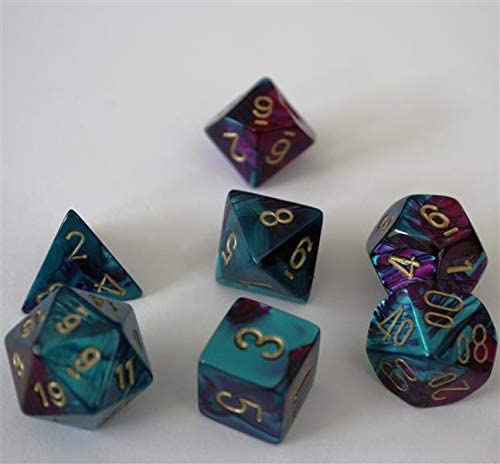 Load image into Gallery viewer, Chessex: Gemini Purple-Teal/Gold 7-Die Set
