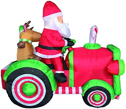 Santa with Tractor Inflatable