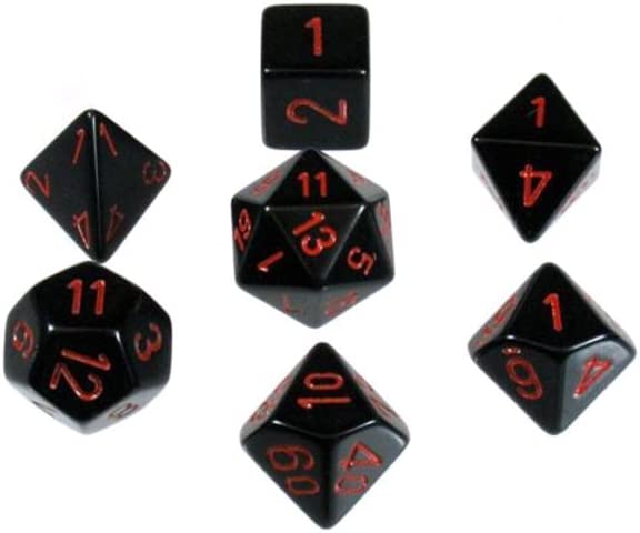 Load image into Gallery viewer, Chessex: Opaque Black/Red 7-Die Set
