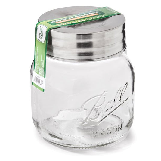 Ball, Glass Extra Wide Half-Gallon Decorative Mason Jar with Metal Lid, Clear, 64 oz