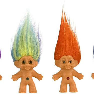 World's Smallest Good Luck Trolls. Mini 1 inch Tall Toy Action Figure with an Extra 1.5 inches of Hair! Six Adorable Good Luck Trolls to Collect! Great for School Project, Arts Crafts, Party Favors