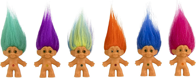 World's Smallest Good Luck Trolls. Mini 1 inch Tall Toy Action Figure with an Extra 1.5 inches of Hair! Six Adorable Good Luck Trolls to Collect! Great for School Project, Arts Crafts, Party Favors