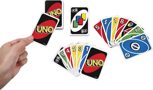 UNO Family Card Game, with 112 Cards in a Sturdy Storage Tin, Travel-Friendly, Makes a Great Gift for 7 Year Olds and Up