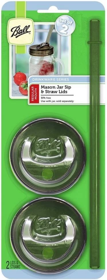 Ball Drinkware Series Regular Mouth Lid Covers and Straws 2 pk
