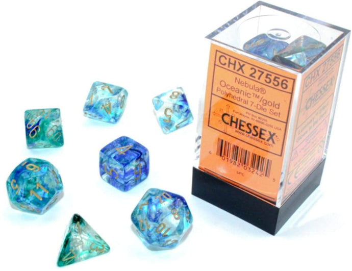 Chessex Nebula Oceanic Gold Luminary 7 Die Set