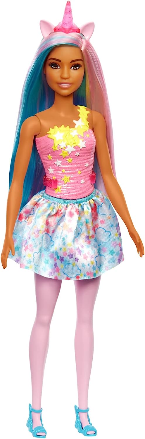 Barbie Dreamtopia Unicorn Doll (Blue & Pink Hair), With Skirt, Removable Unicorn Tail & Headband, Toy for Kids Ages 3 Years Old and Up