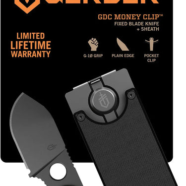 Gerber Gear GDC Pocket Knife Money Clip, Fixed Blade Knife and Case, EDC Gear, Stainless Steel