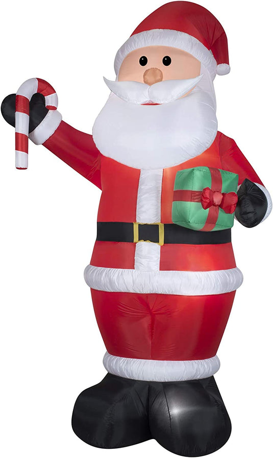 Gemmy Industries 12' Giant, Air Blown Santa with Gift and Candy Cane