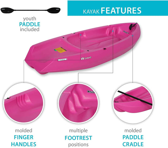 Lifetime Youth Wave Kayak (Paddle Included, Pink, 6' (In-store pickup only)