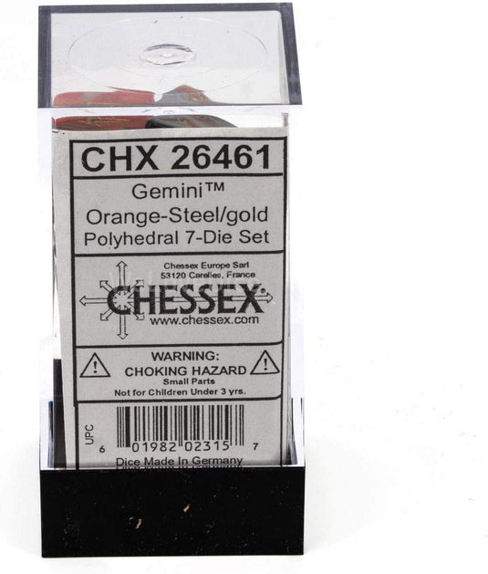 Chessex: Gem Orange Steel / Gold 7Die