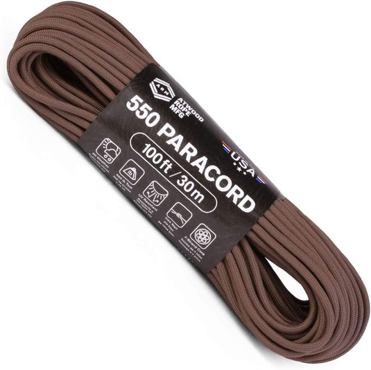 Atwood Rope MFG 550 Paracord 100 Feet 7-Strand Core Nylon Parachute Cord Outside Survival Gear Made in USA | Lanyards, Bracelets, Handle Wraps, Keychain