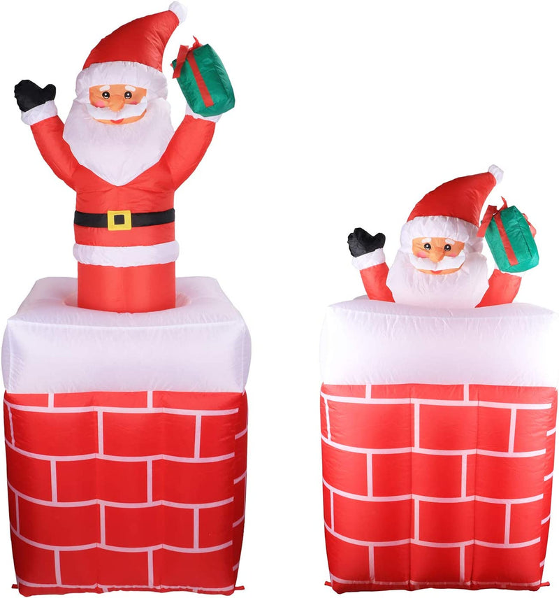 Load image into Gallery viewer, Afirst 5FT Inflatable Santa Claus in Chimney Automatic Up and Down with LED Lights Christmas Decoration for Outdoor Yard Garden Lawn Home
