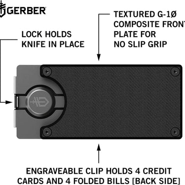 Gerber Gear GDC Pocket Knife Money Clip, Fixed Blade Knife and Case, EDC Gear, Stainless Steel