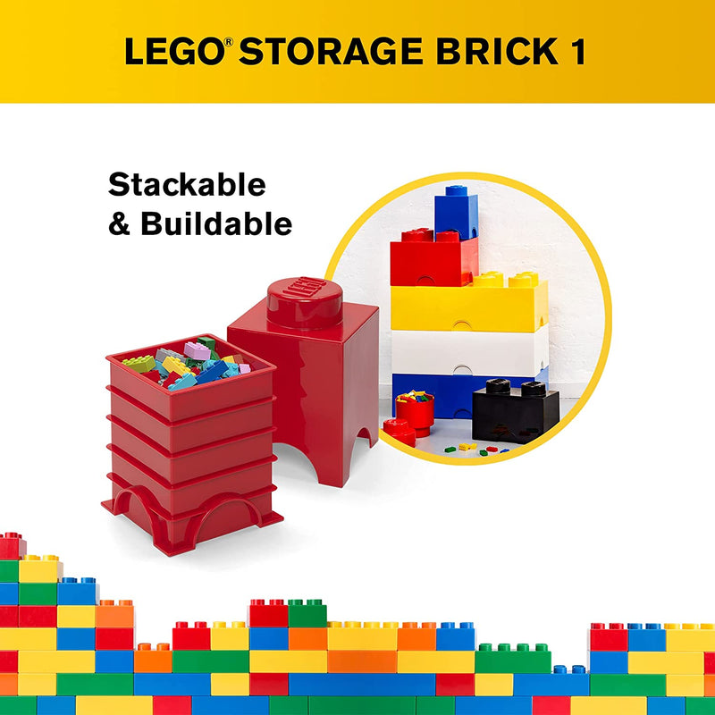 Load image into Gallery viewer, LEGO Brick Box Stackable Storage Containers - Decorative Organizational Building Blocks for Kid&#39;s Toys and Accessories - 4.92 x 4.92 x 7.09in - Brick 1, Bright Red
